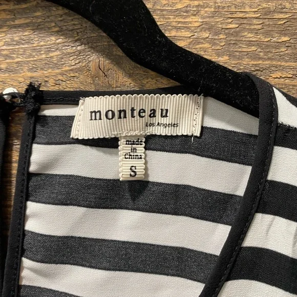 Black White Scarf Hem Striped Sleeveless Blouse Shirt Size S - Picture 3 of 5